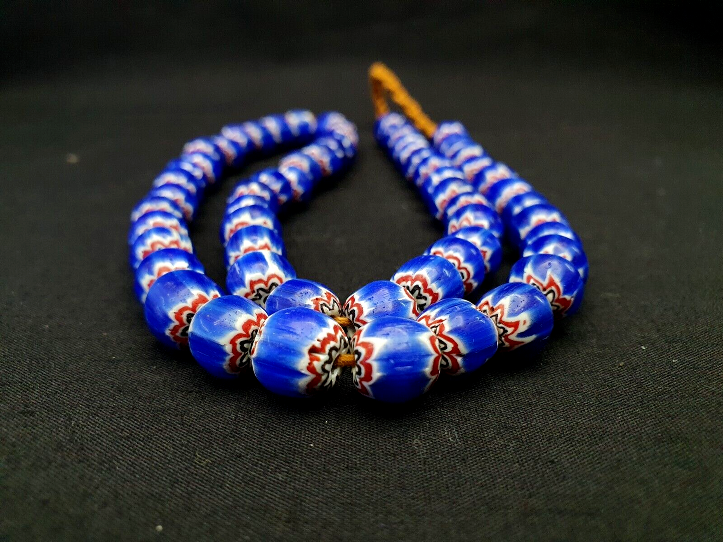 Vintage Venetian Trade Style beads Old multi Glass Chevron Beads Strand 9mm