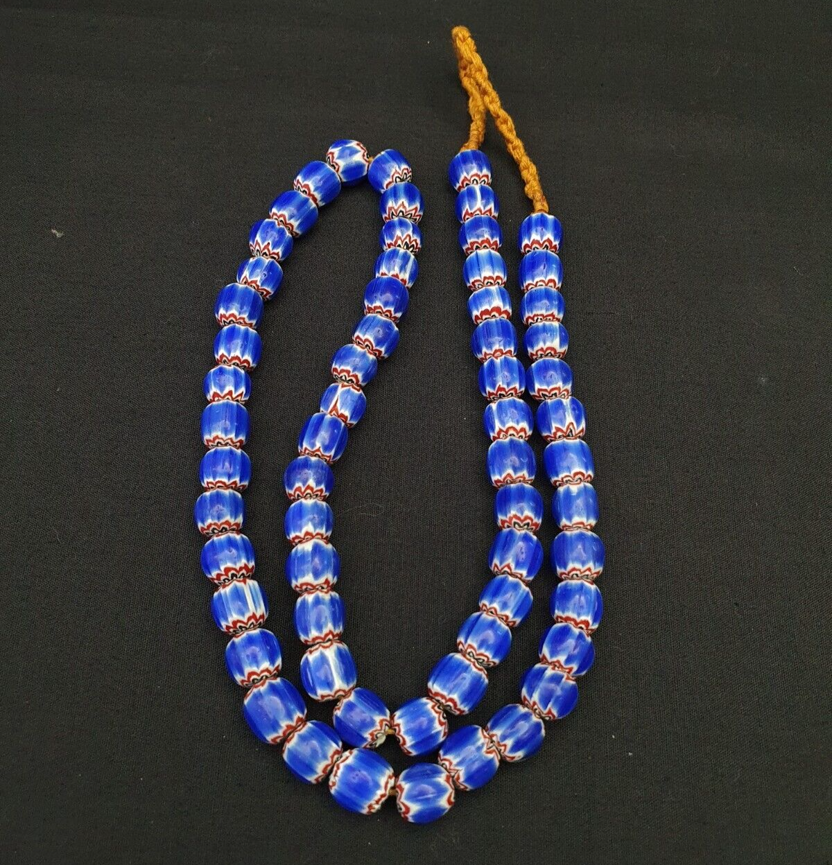 Vintage Venetian Trade Style beads Old multi Glass Chevron Beads Strand 9mm