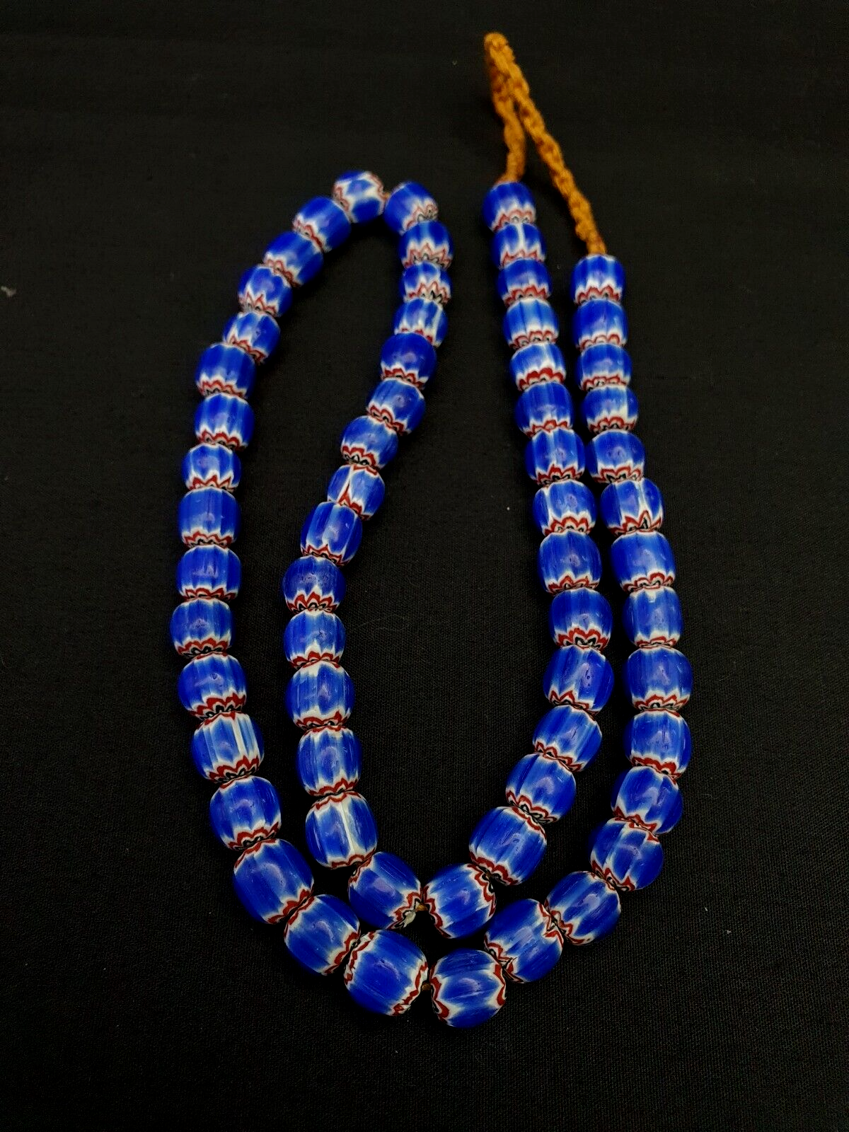 Vintage Venetian Trade Style beads Old multi Glass Chevron Beads Strand 9mm