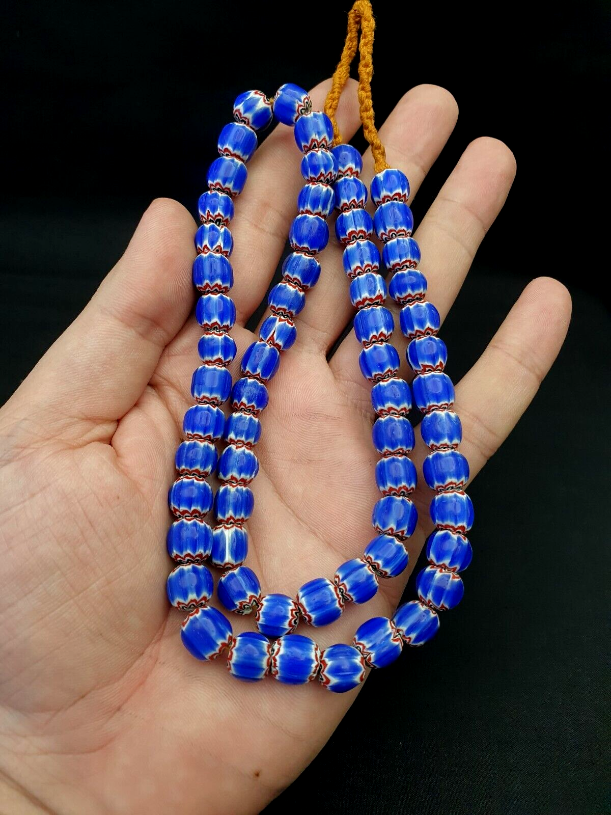 Vintage Venetian Trade Style beads Old multi Glass Chevron Beads Strand 9mm