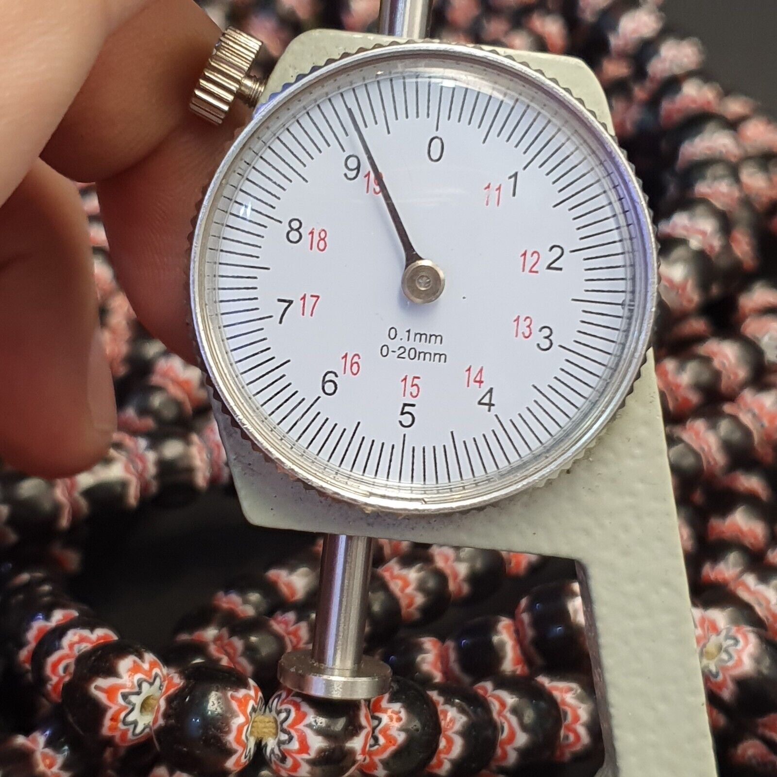 Vintage Venetian Style beads Old African black Chevron Beads 9-9.5mm Long Strand
