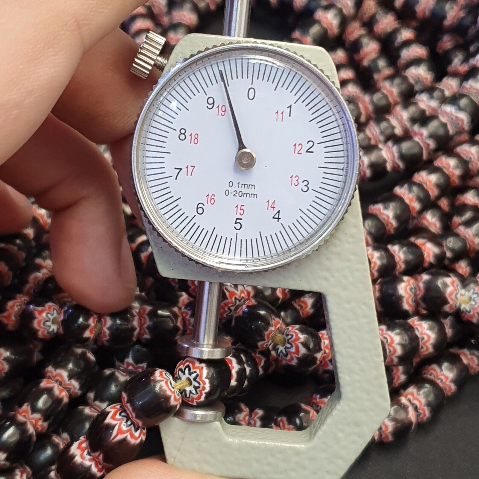 Vintage Venetian Style beads Old African black Chevron Beads 9-9.5mm Long Strand