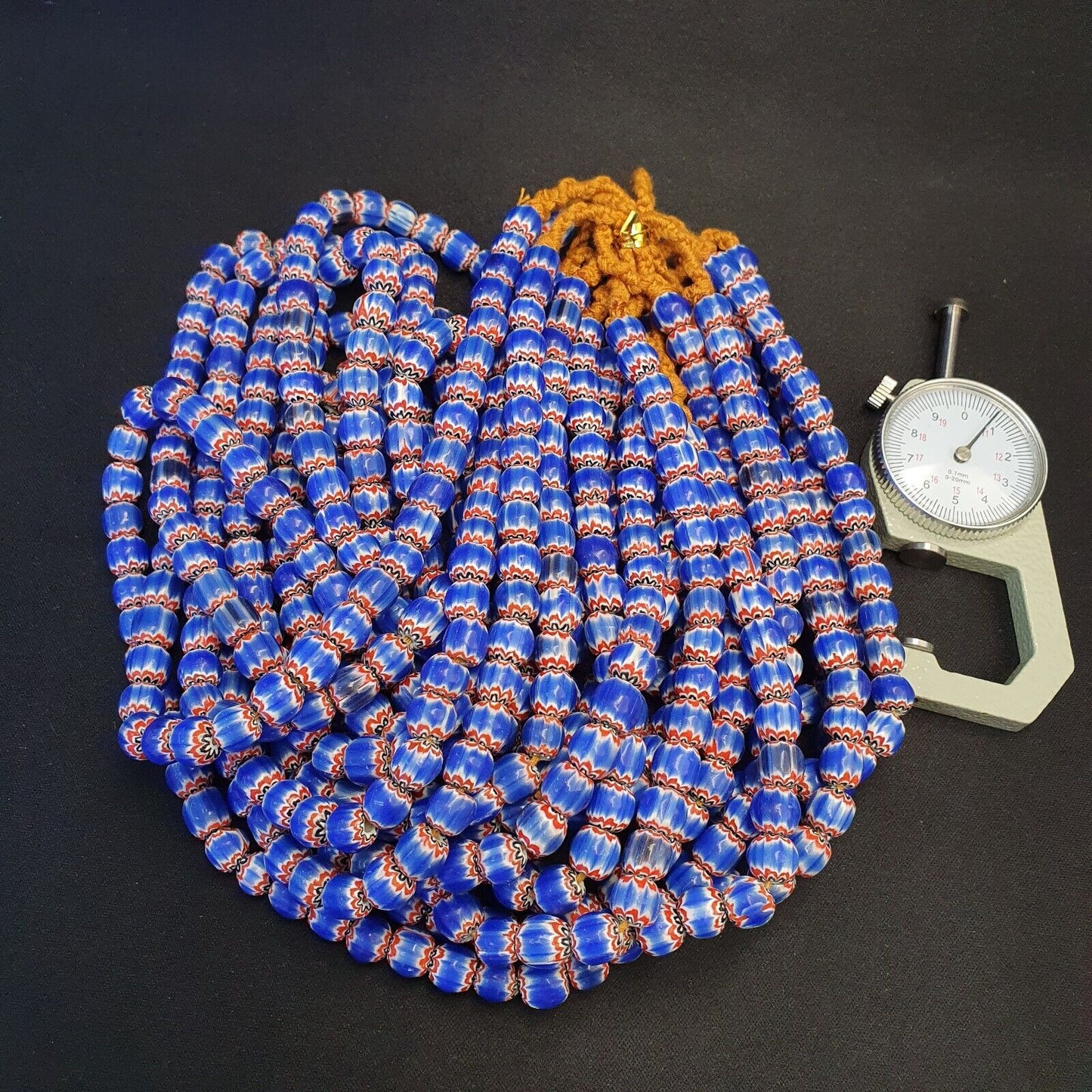 Vintage Venetian Trade Style beads Old multi Glass Chevron Beads Strand 9mm