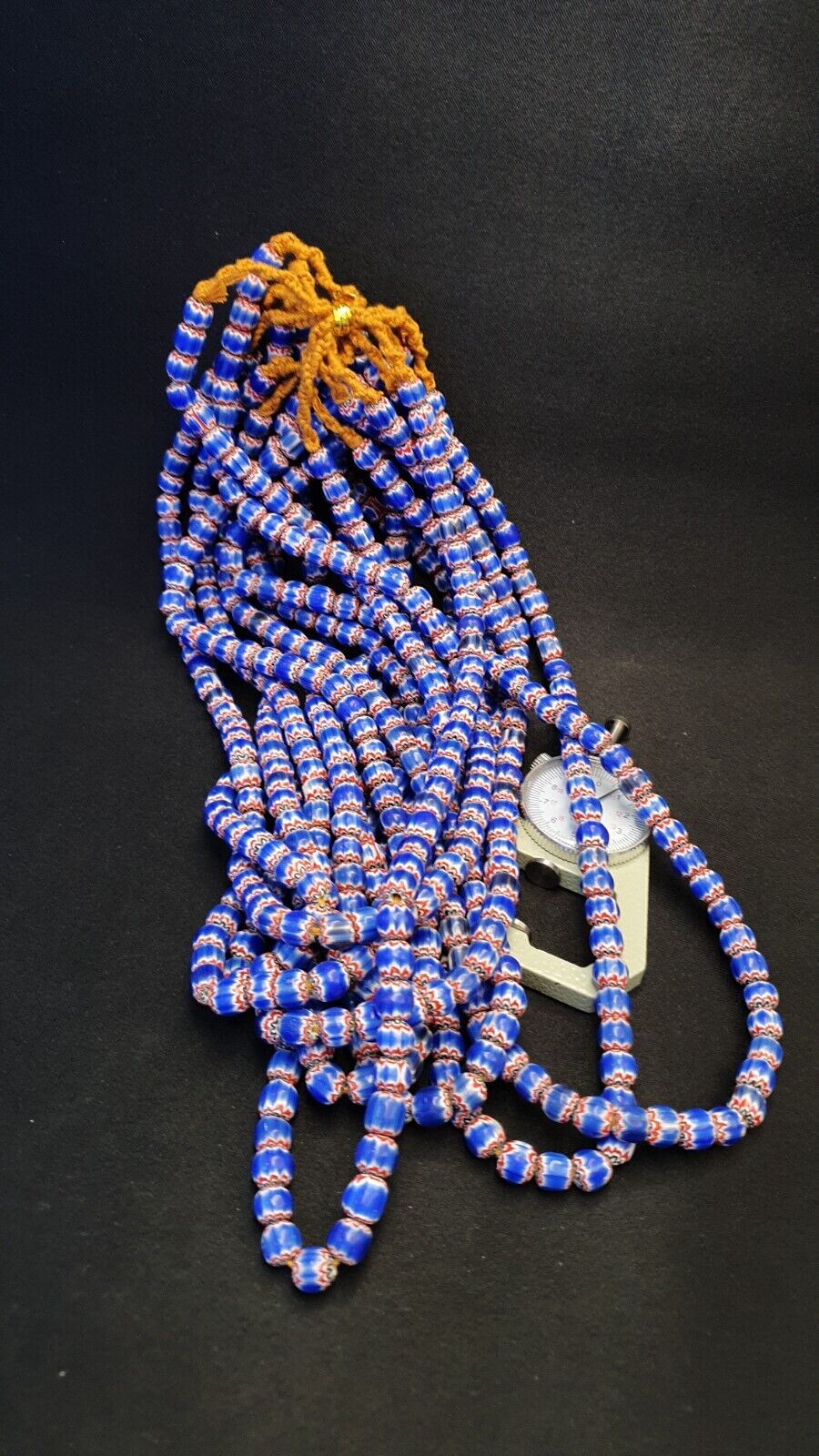 Vintage Venetian Trade Style beads Old multi Glass Chevron Beads Strand 9mm