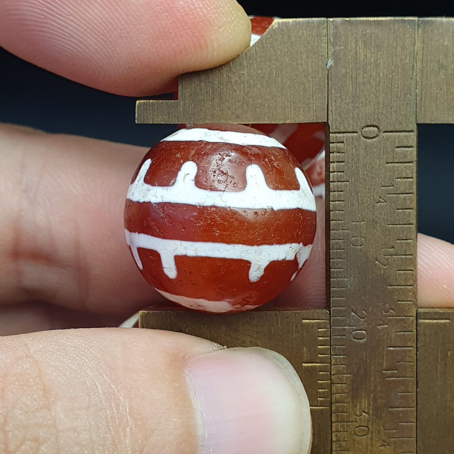 喜馬拉雅印藏中亞蝕刻瑪瑙裝飾紅玉髓珠