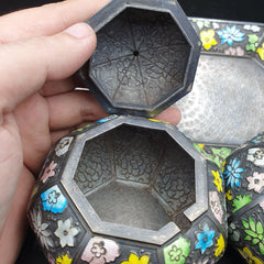 Antique Pakistan, Indian Silver Minakari Tea pot Set tray c1890 717 grams