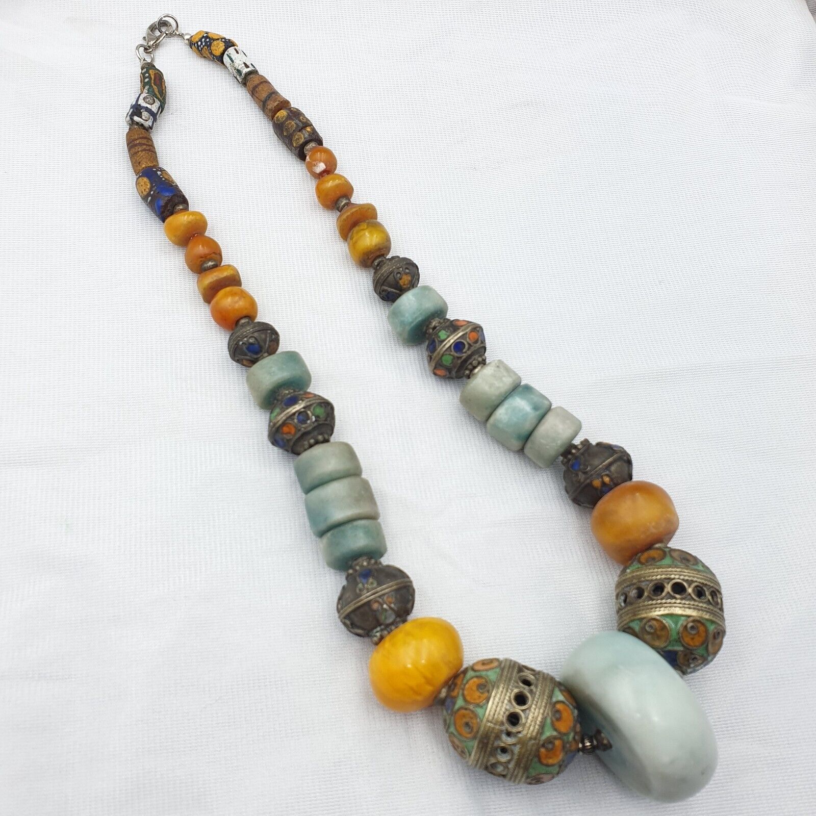 Moroccan Berber Necklace Handcrafted Amber Vintage Jewelry African Necklace