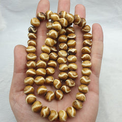 Old Tibetan Chinese Carved Necklace Tribal Decorated Beads 12mm Beaded Strand