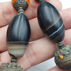 Marokkanische Halskette, handgefertigter Bernstein-Vintage-Schmuck, afrikanische Achat-Halskette