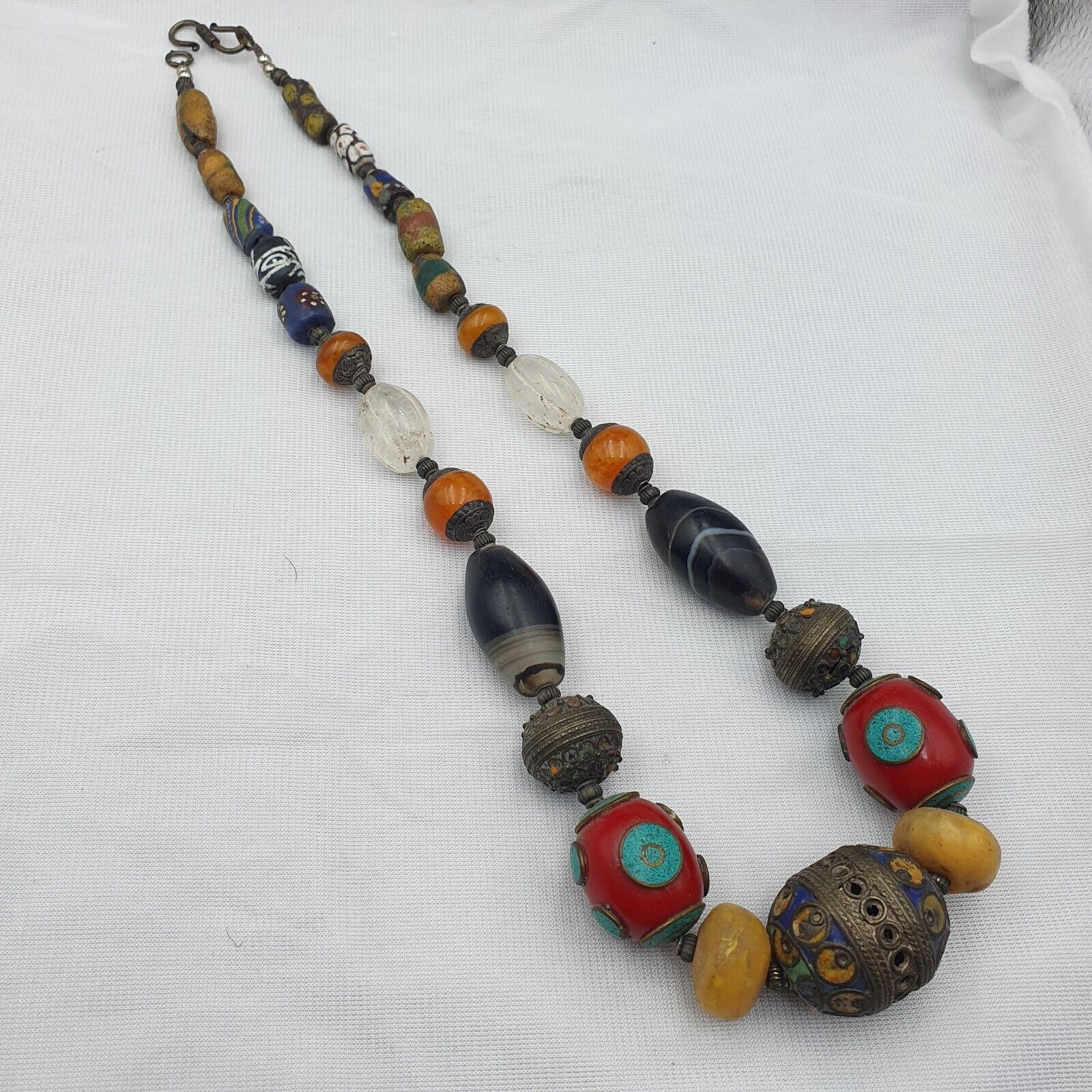 Marokkanische Halskette, handgefertigter Bernstein-Vintage-Schmuck, afrikanische Achat-Halskette