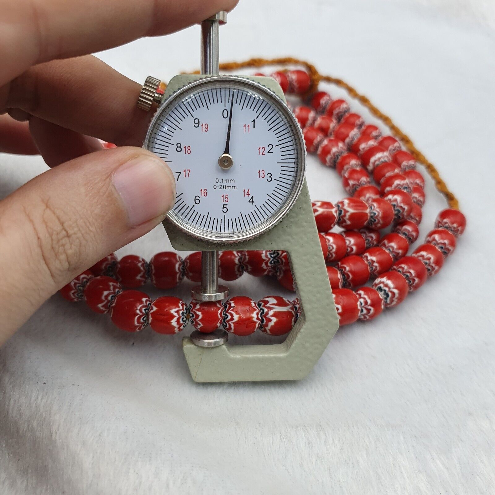 Vintage Venetian Trade Style beads Old Red Glass Chevron Beads Strand 10mm