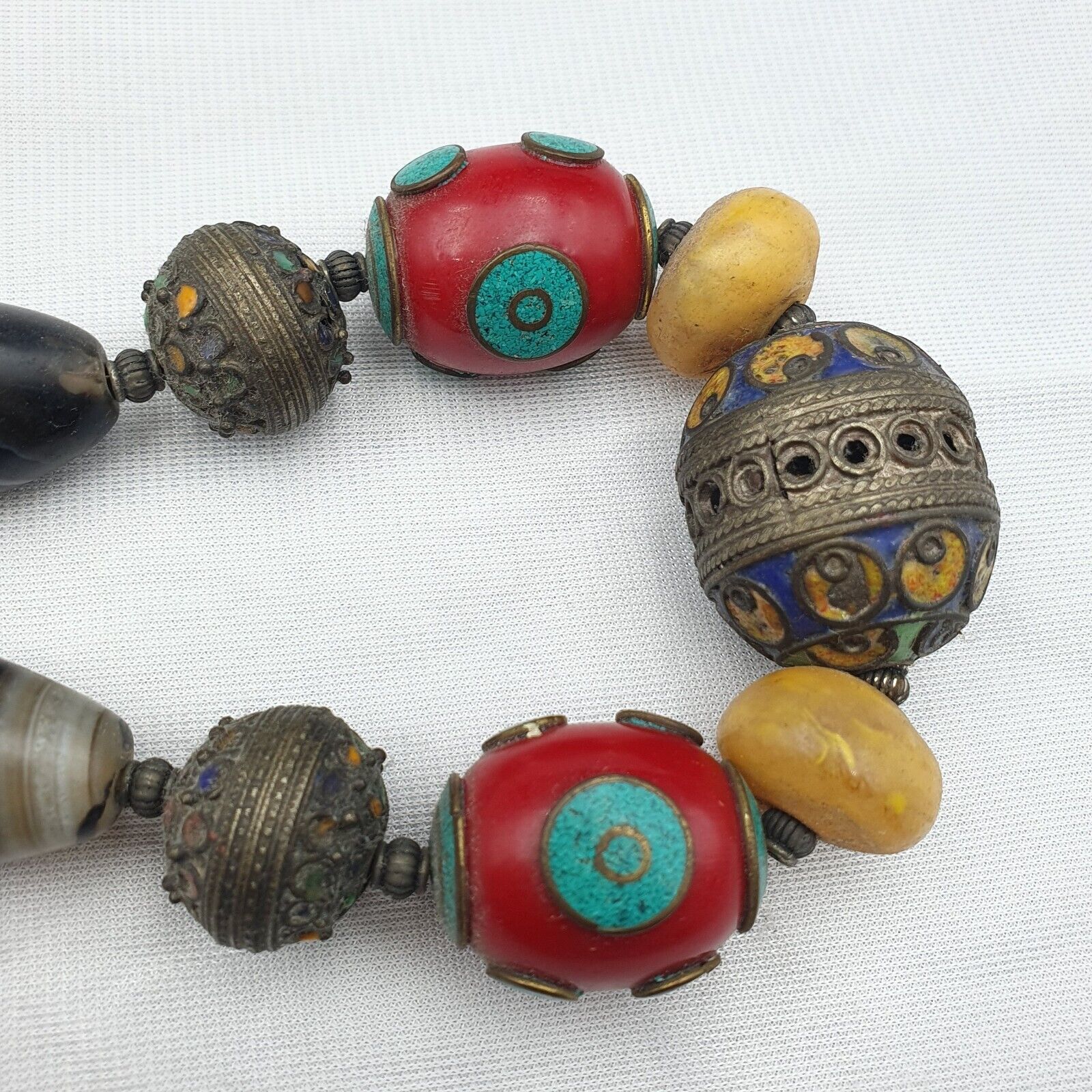 Marokkanische Halskette, handgefertigter Bernstein-Vintage-Schmuck, afrikanische Achat-Halskette