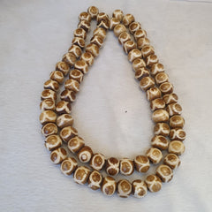 Old Tibetan Chinese Carved Necklace Tribal Decorated Beads 12mm Beaded Strand