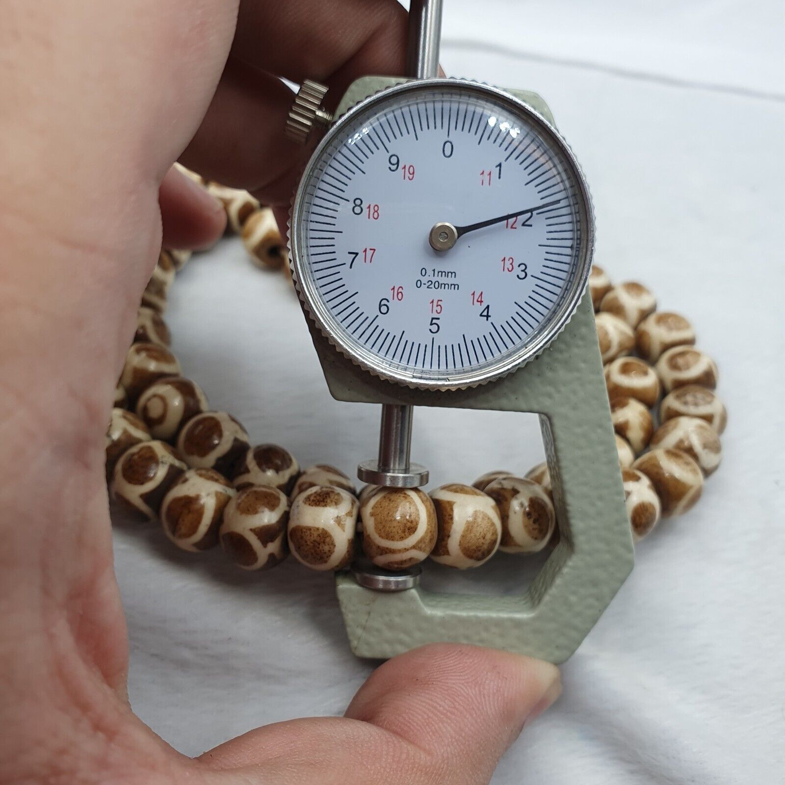 Old Tibetan Chinese Carved Necklace Tribal Decorated Beads 12mm Beaded Strand