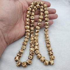 Old Tibetan Chinese Carved Necklace Tribal Decorated Beads 12mm Beaded Strand