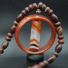 Antique Carnelian Multi Agate Old blood Jasper Beads Pendant Necklace