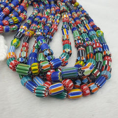 Wholesale 5 Strands Venetian African Style Glass Multi Chevron Beads Long Strand