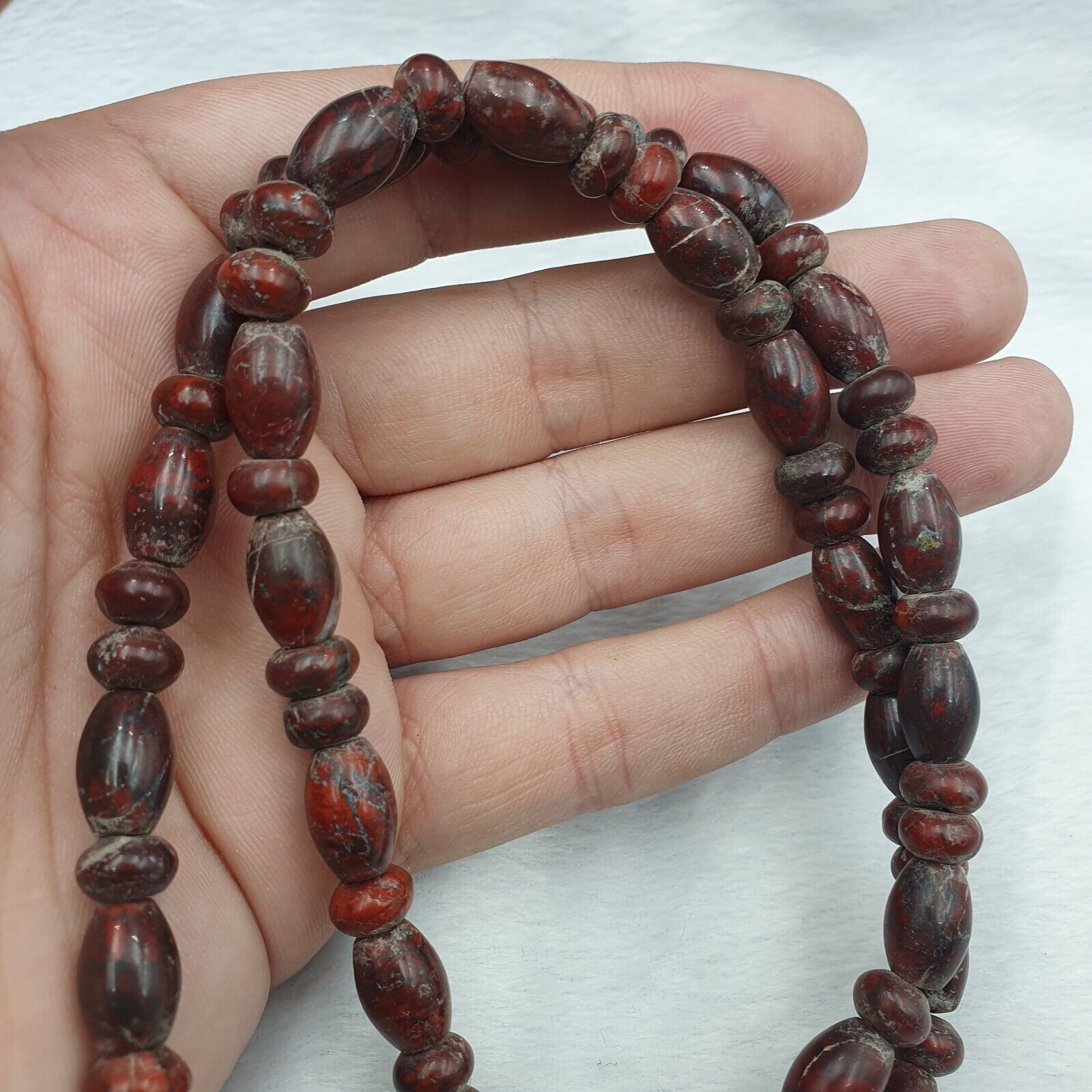 Antique Carnelian Multi Agate Old blood Jasper Beads Pendant Necklace