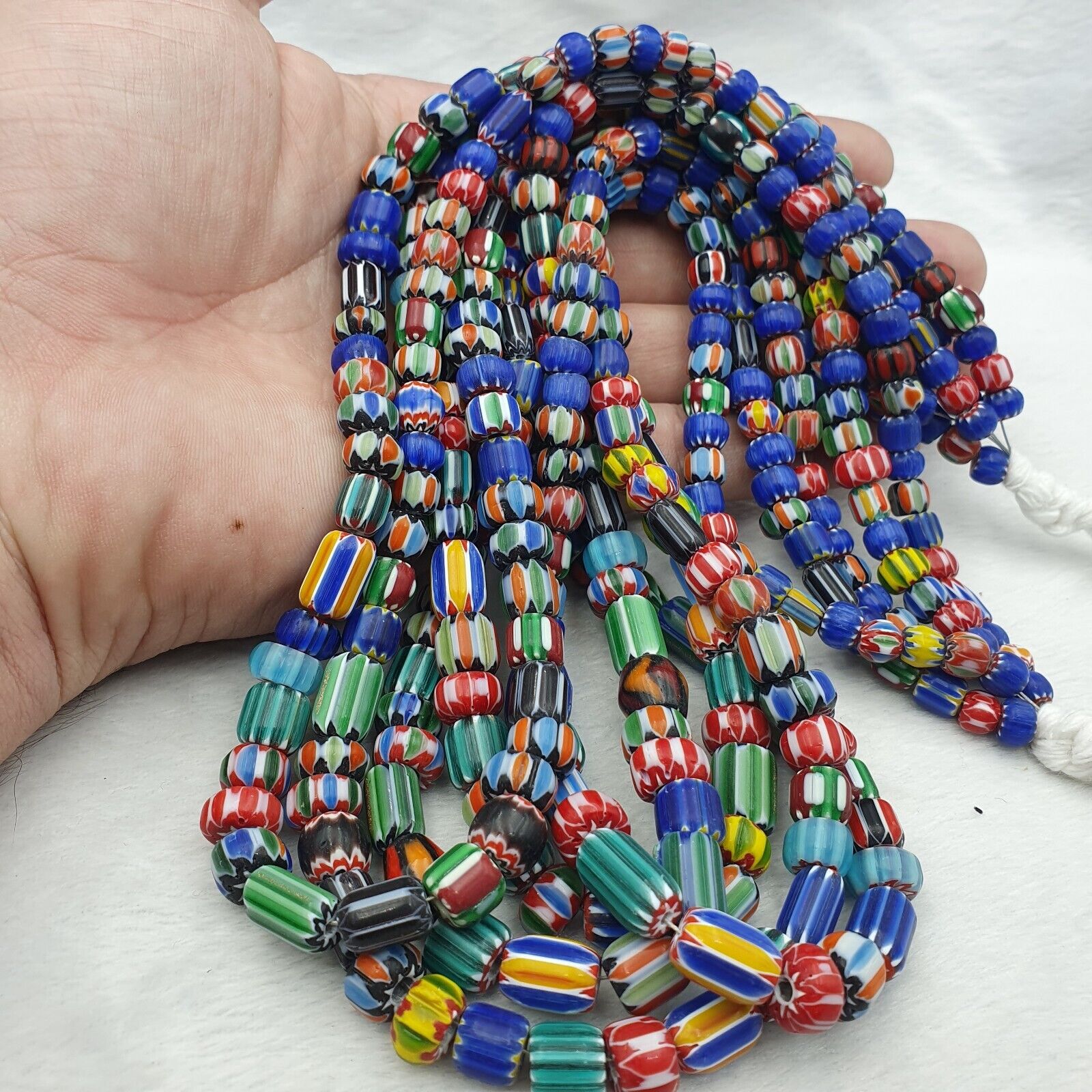 Wholesale 5 Strands Venetian African Style Glass Multi Chevron Beads Long Strand