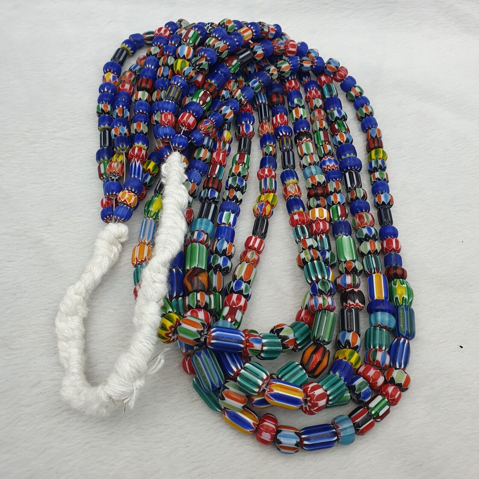 Wholesale 5 Strands Venetian African Style Glass Multi Chevron Beads Long Strand