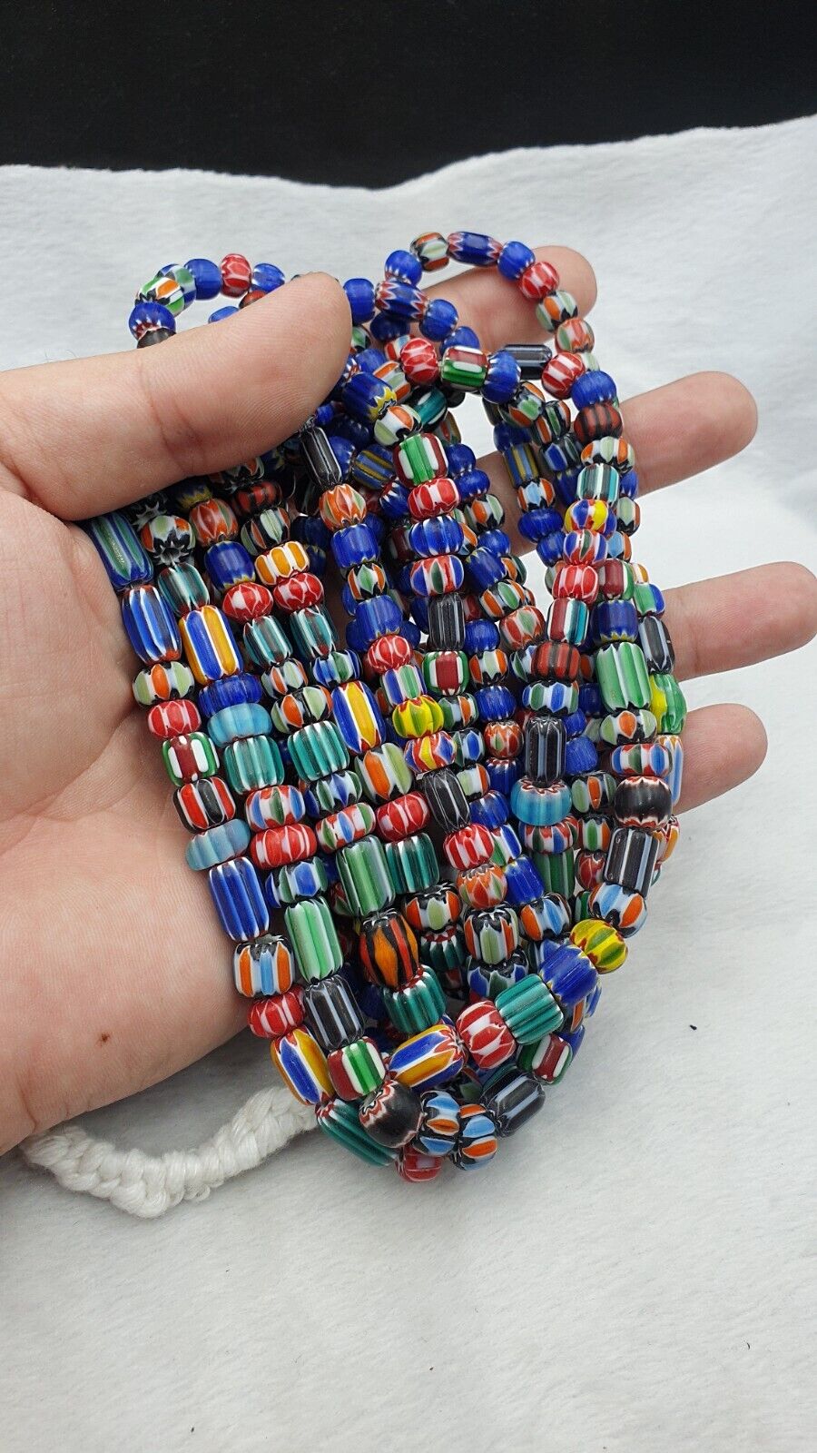 Wholesale 5 Strands Venetian African Style Glass Multi Chevron Beads Long Strand