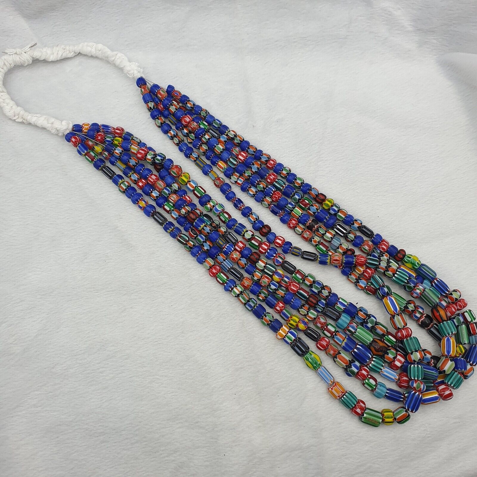 Wholesale 5 Strands Venetian African Style Glass Multi Chevron Beads Long Strand