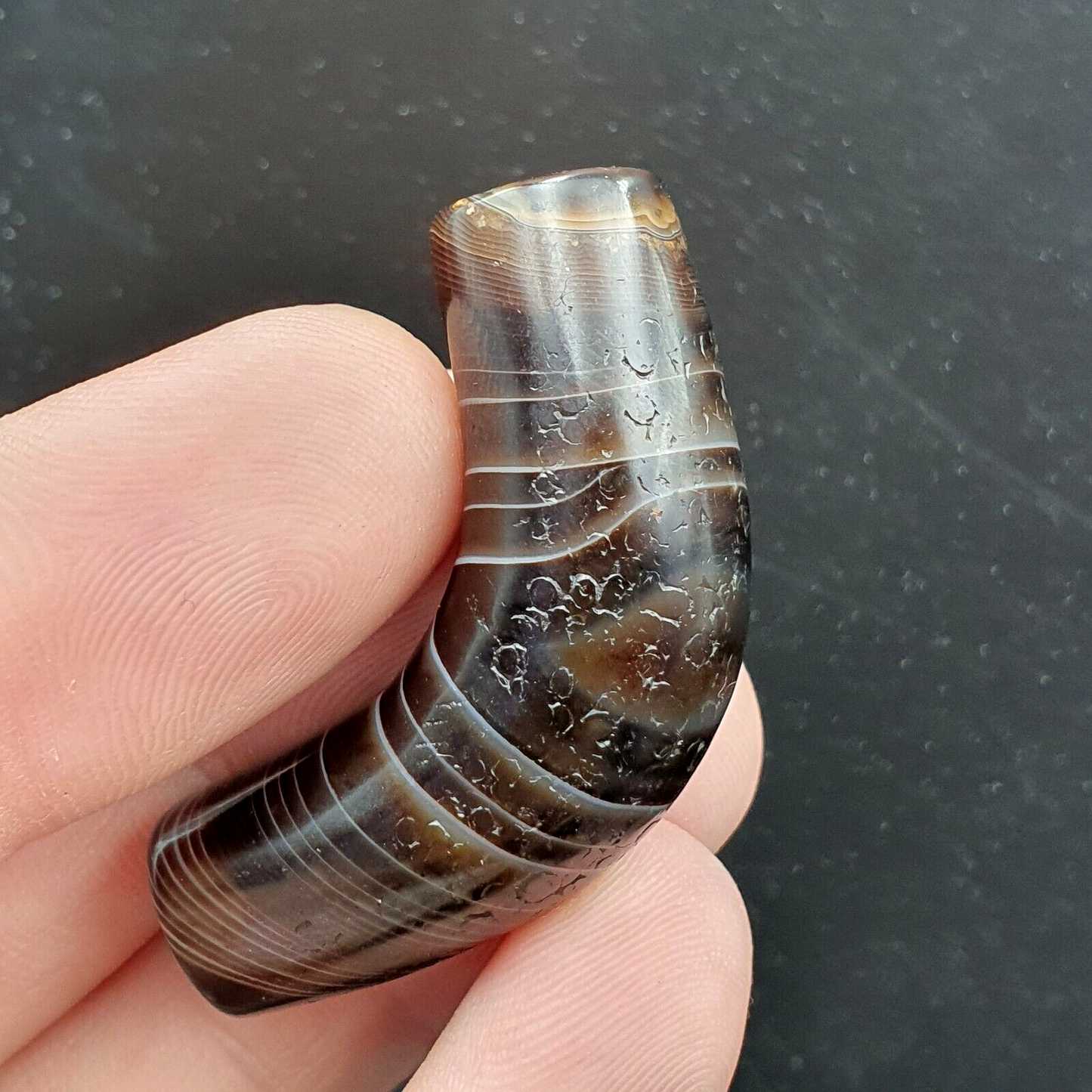 古董舊喜馬拉雅印度西藏蘇萊曼尼眼天珠護身符珠 #1112