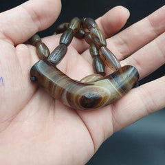 Antique Old Himalayan Tibetan Natural Eyes Suleimani agate Beads Necklace