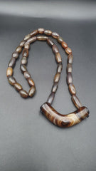 Antique Old Himalayan Tibetan Natural Eyes Suleimani agate Beads Necklace