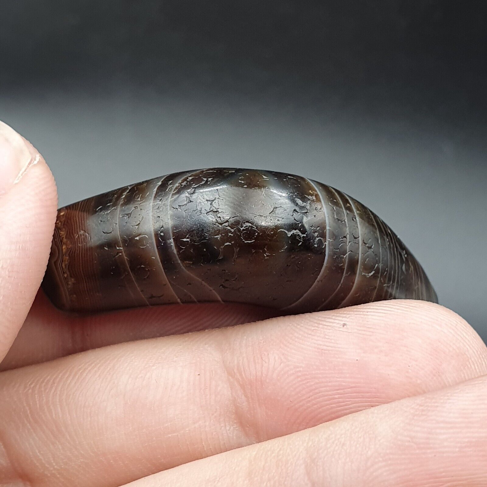 Antique Old Himalayan Indo Tibetan Suleimani Eye Dzi Amulet Bead #1112