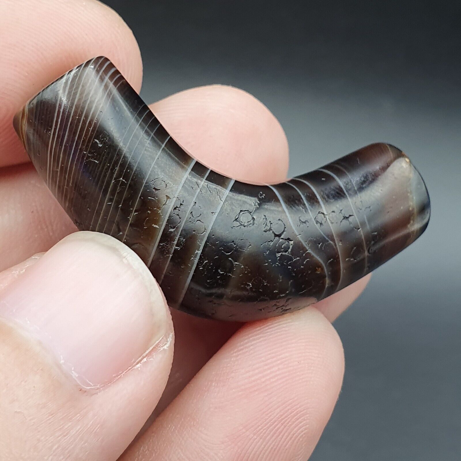 Antique Old Himalayan Indo Tibetan Suleimani Eye Dzi Amulet Bead #1112