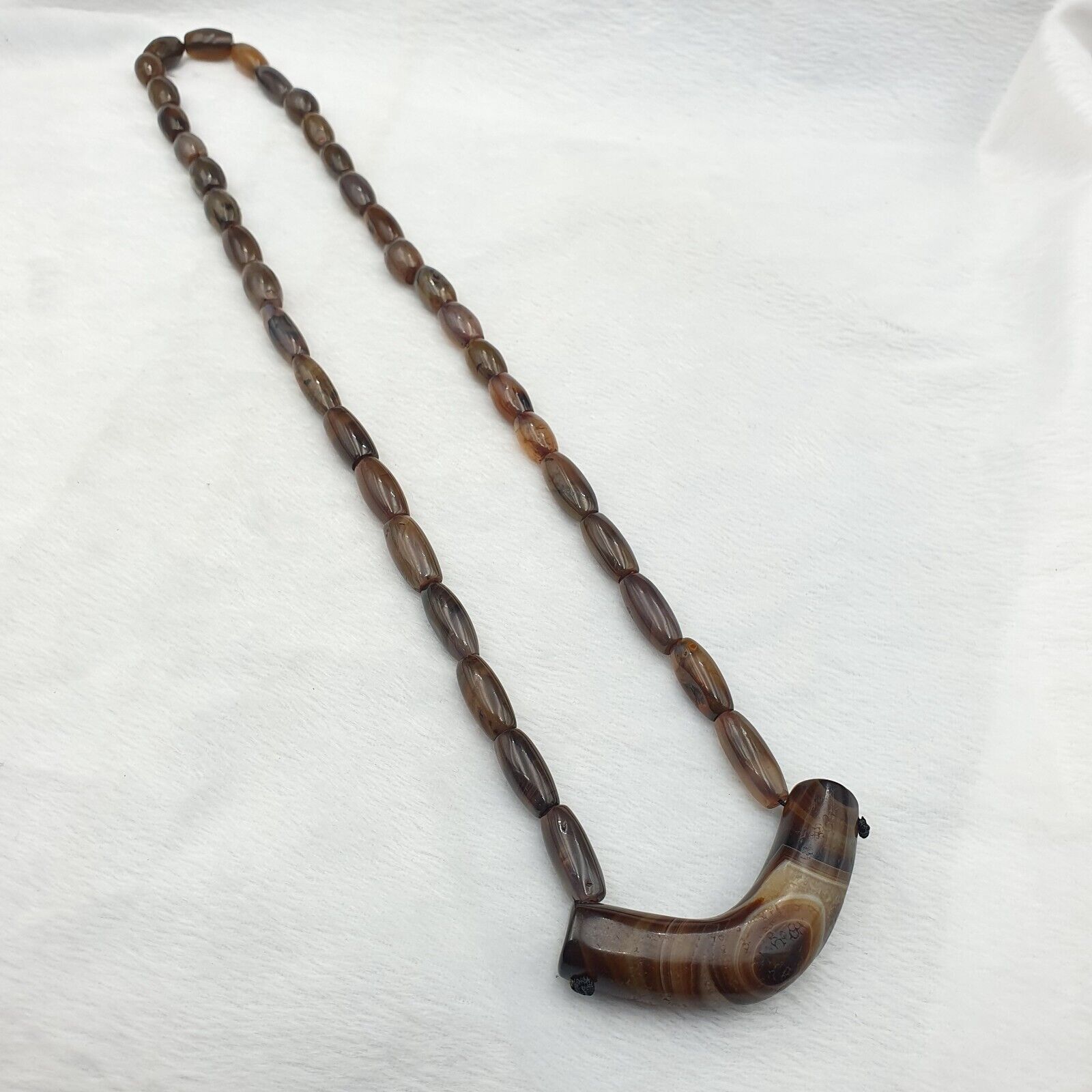 Antique Old Himalayan Tibetan Natural Eyes Suleimani agate Beads Necklace