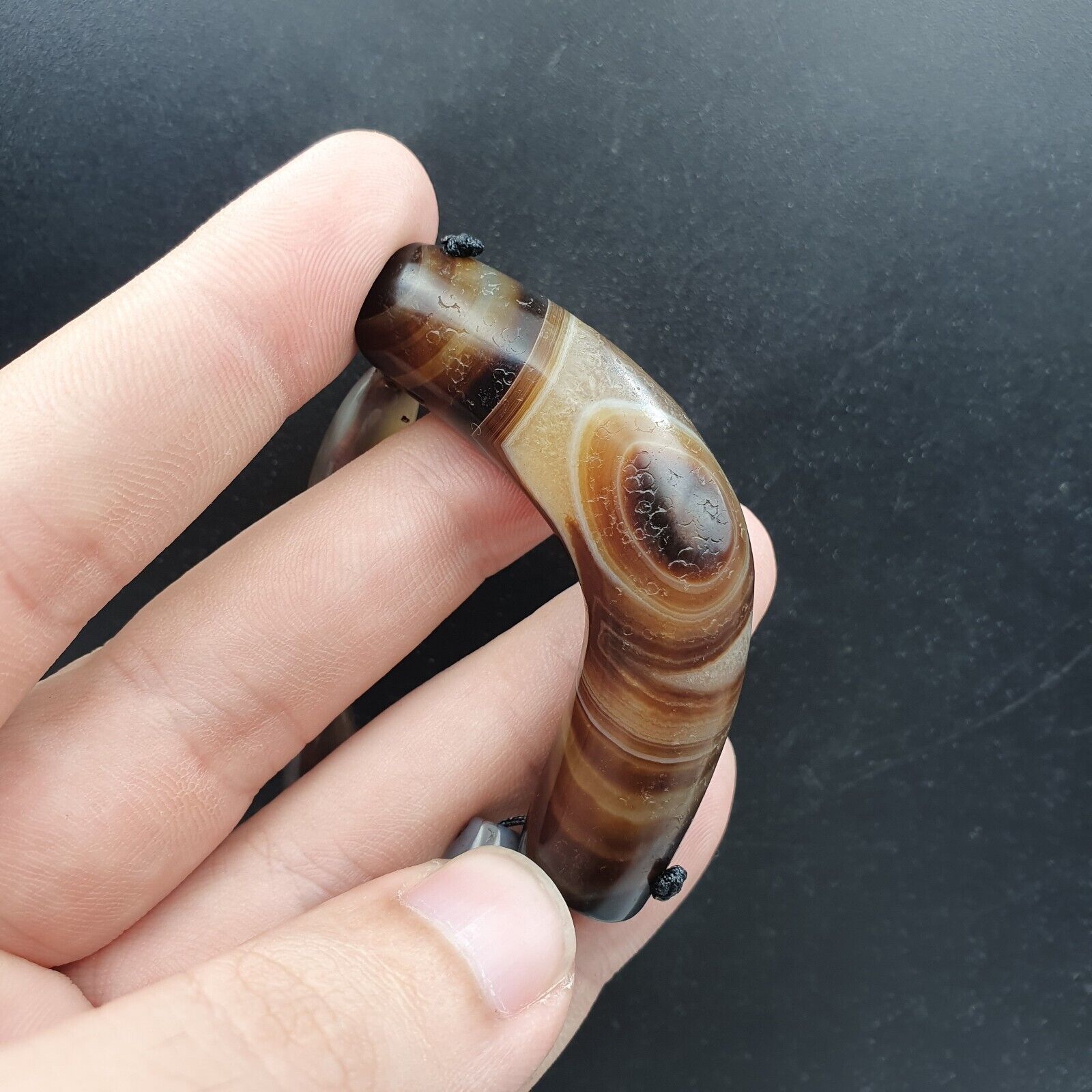 Antique Old Himalayan Tibetan Natural Eyes Suleimani agate Beads Necklace
