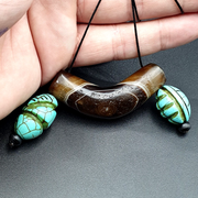 East Oasis Antique Tibetan Suleimani Agate Eye Bead Necklace, Long Collector Strand
