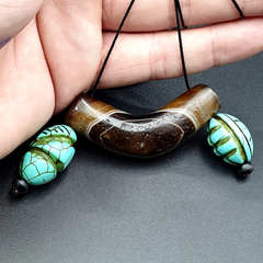 Antique Old Himalayan Tibetan Natural Eyes Suleimani agate Beads Necklace