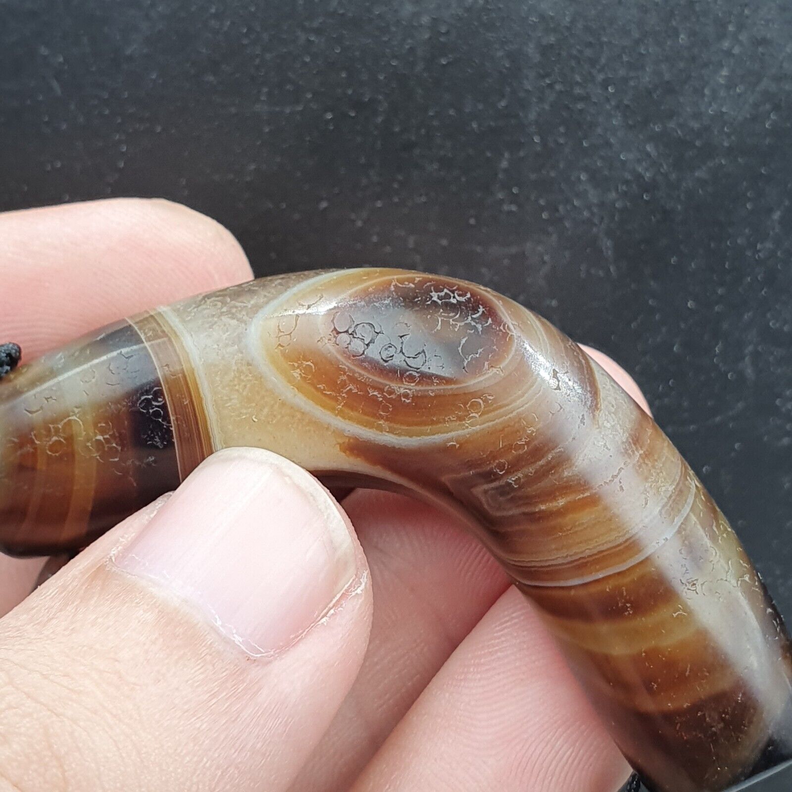 Antique Old Himalayan Tibetan Natural Eyes Suleimani agate Beads Necklace