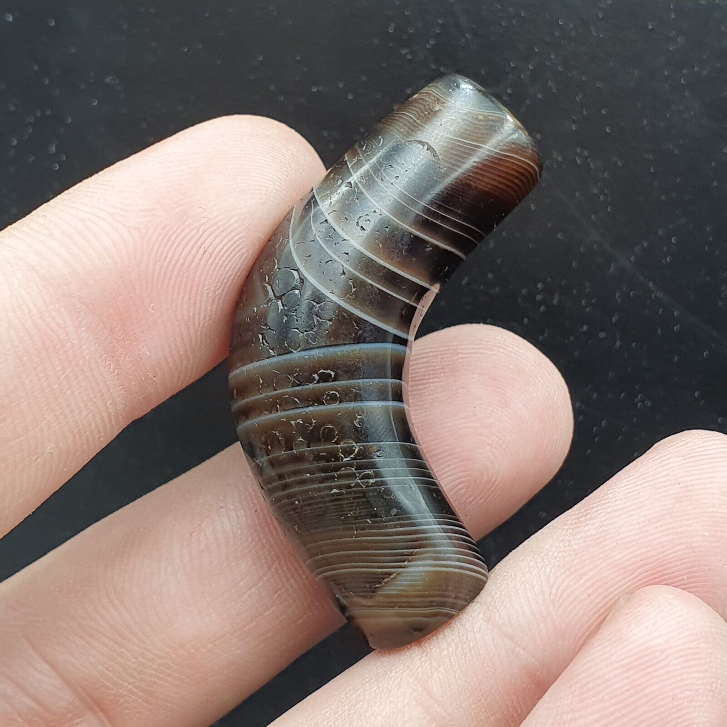 古董舊喜馬拉雅印度西藏蘇萊曼尼眼天珠護身符珠 #1112