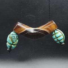 Antique Old Himalayan Tibetan Natural Eyes Suleimani agate Beads Necklace