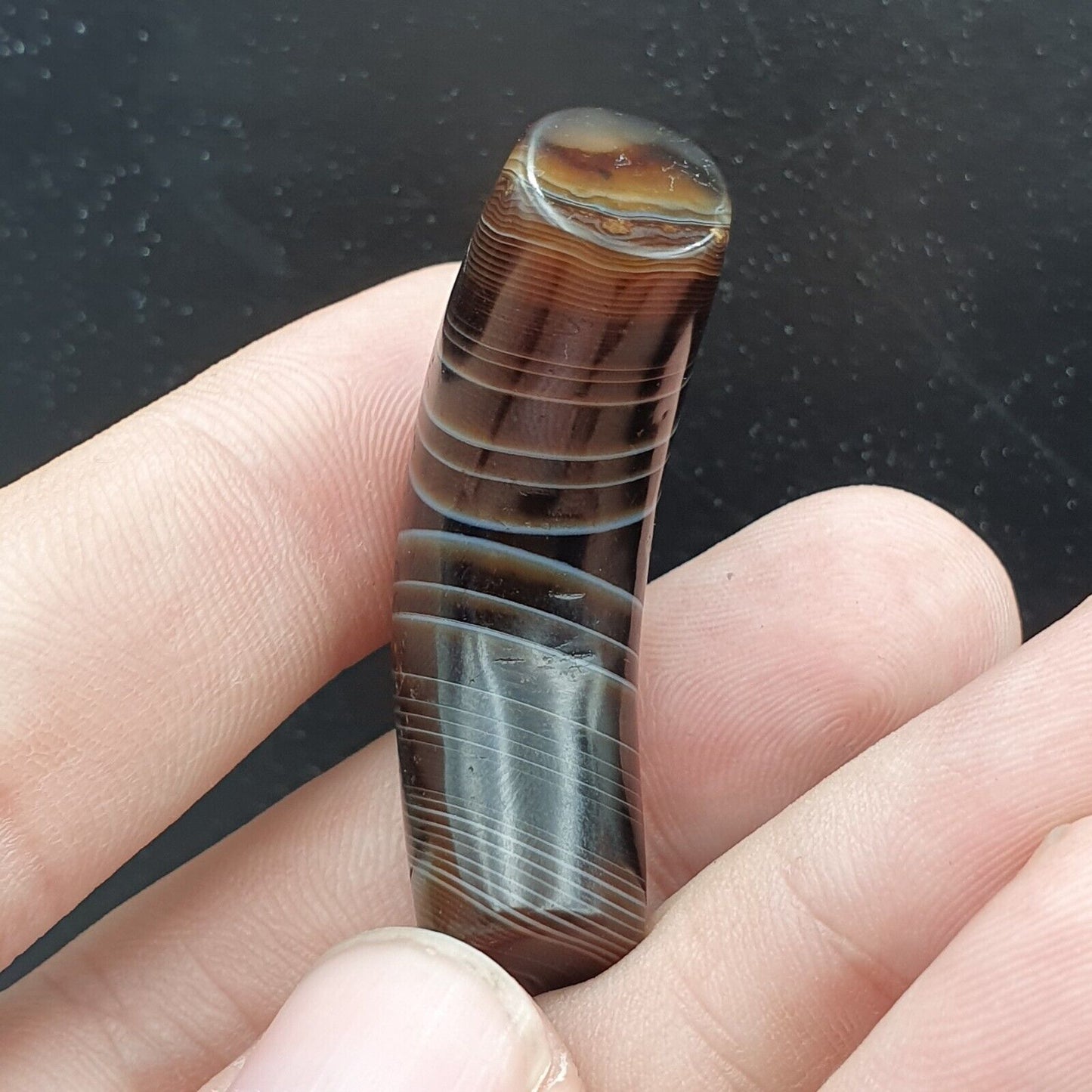 古董舊喜馬拉雅印度西藏蘇萊曼尼眼天珠護身符珠 #1112