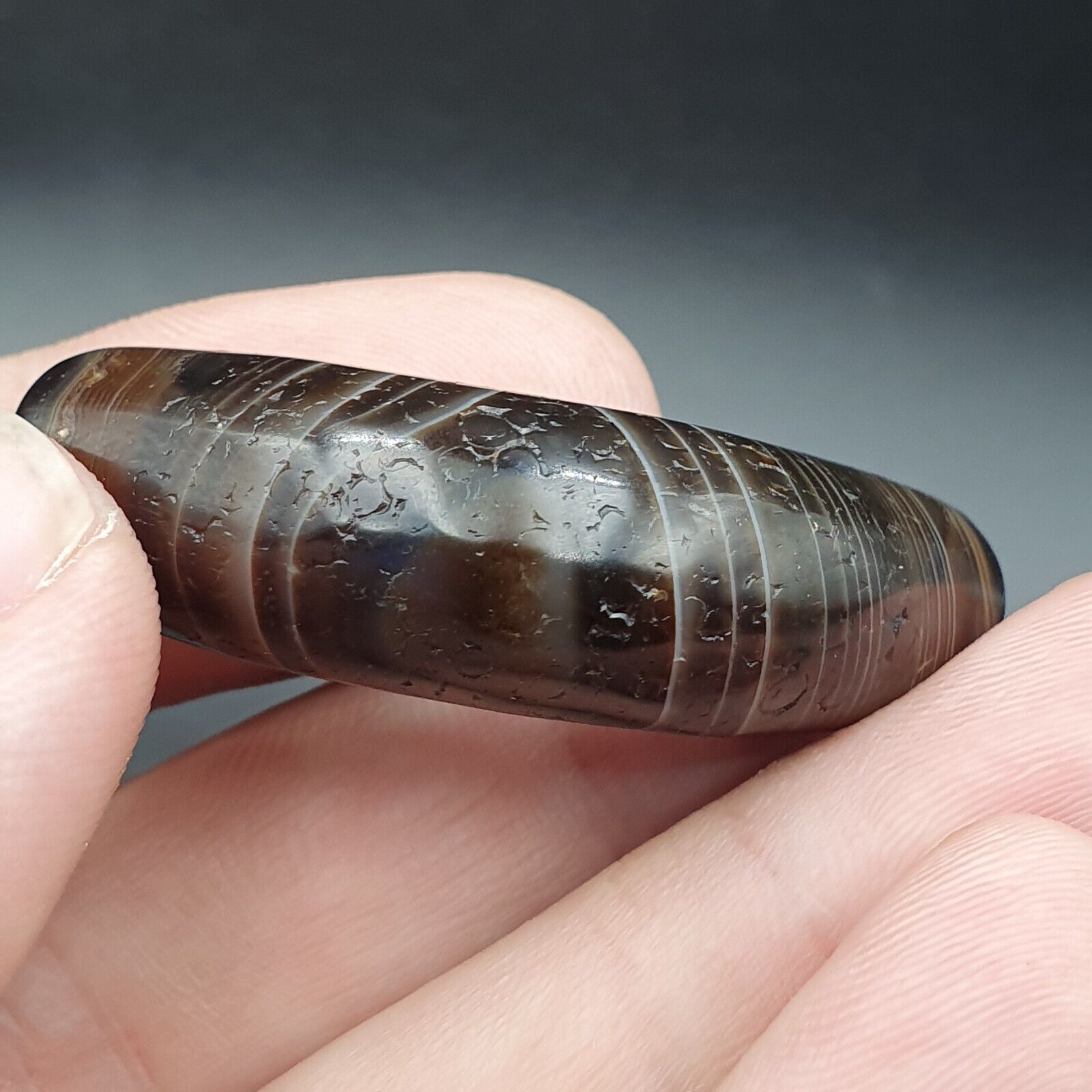 Antique Old Himalayan Indo Tibetan Suleimani Eye Dzi Amulet Bead #1112