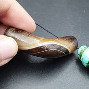 East Oasis Antique Tibetan Suleimani Agate Eye Bead Necklace, Long Collector Strand