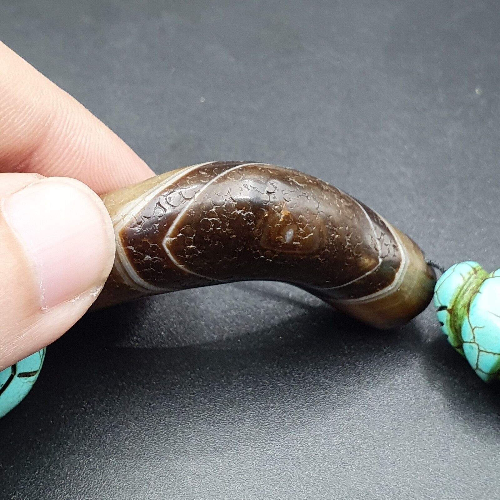 Antique Old Himalayan Tibetan Natural Eyes Suleimani agate Beads Necklace