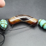 East Oasis Antique Tibetan Suleimani Agate Eye Bead Necklace, Long Collector Strand