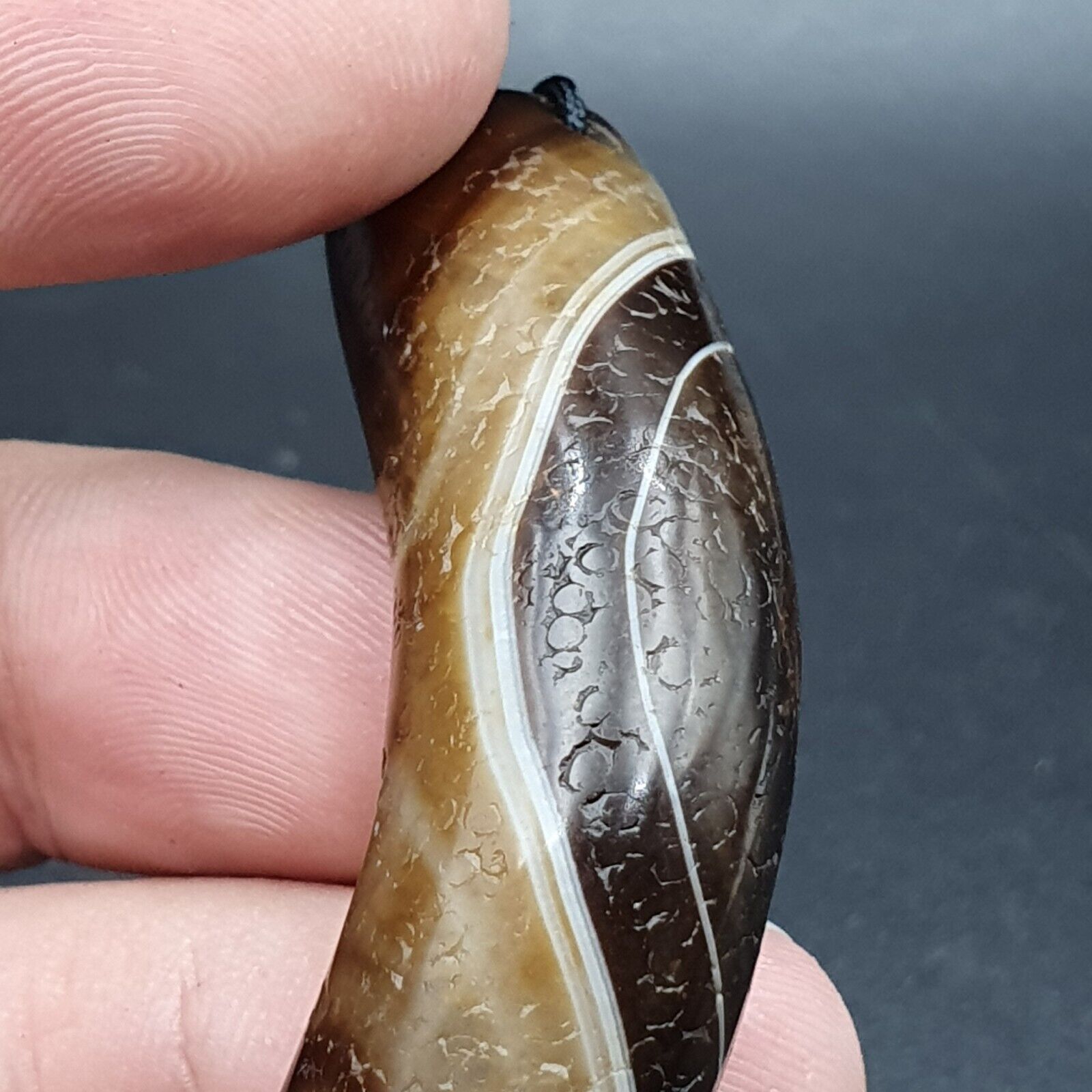 Antique Old Himalayan Tibetan Natural Eyes Suleimani agate Beads Necklace