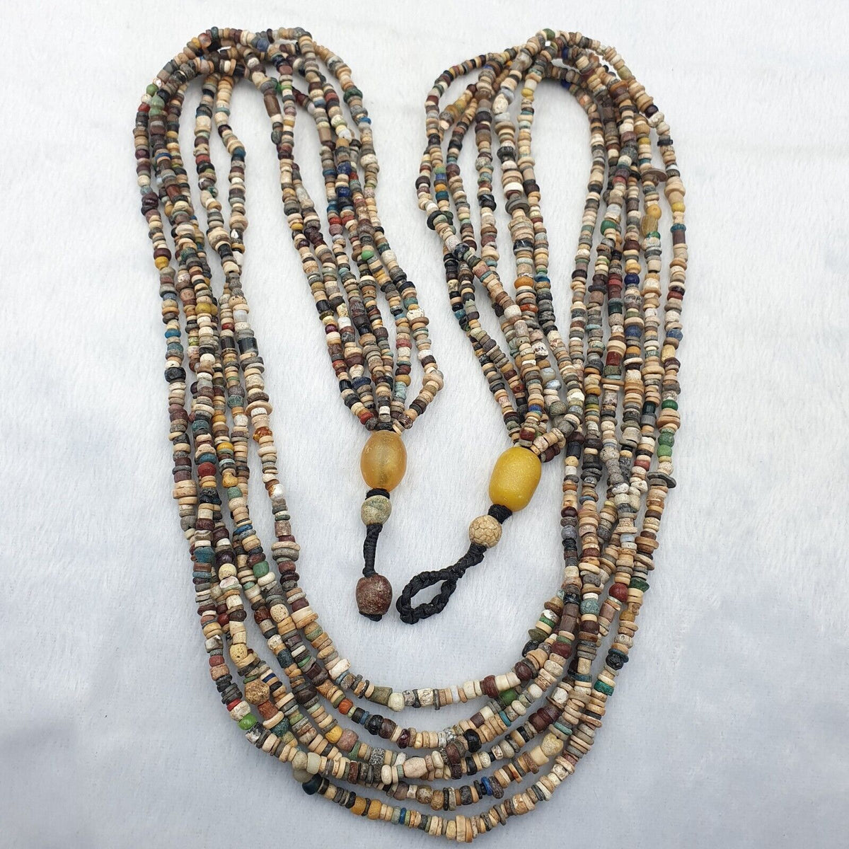 Authentic Ancient Islamic Roman Era Beads 6 Strands extra Long Necklace #NC 135