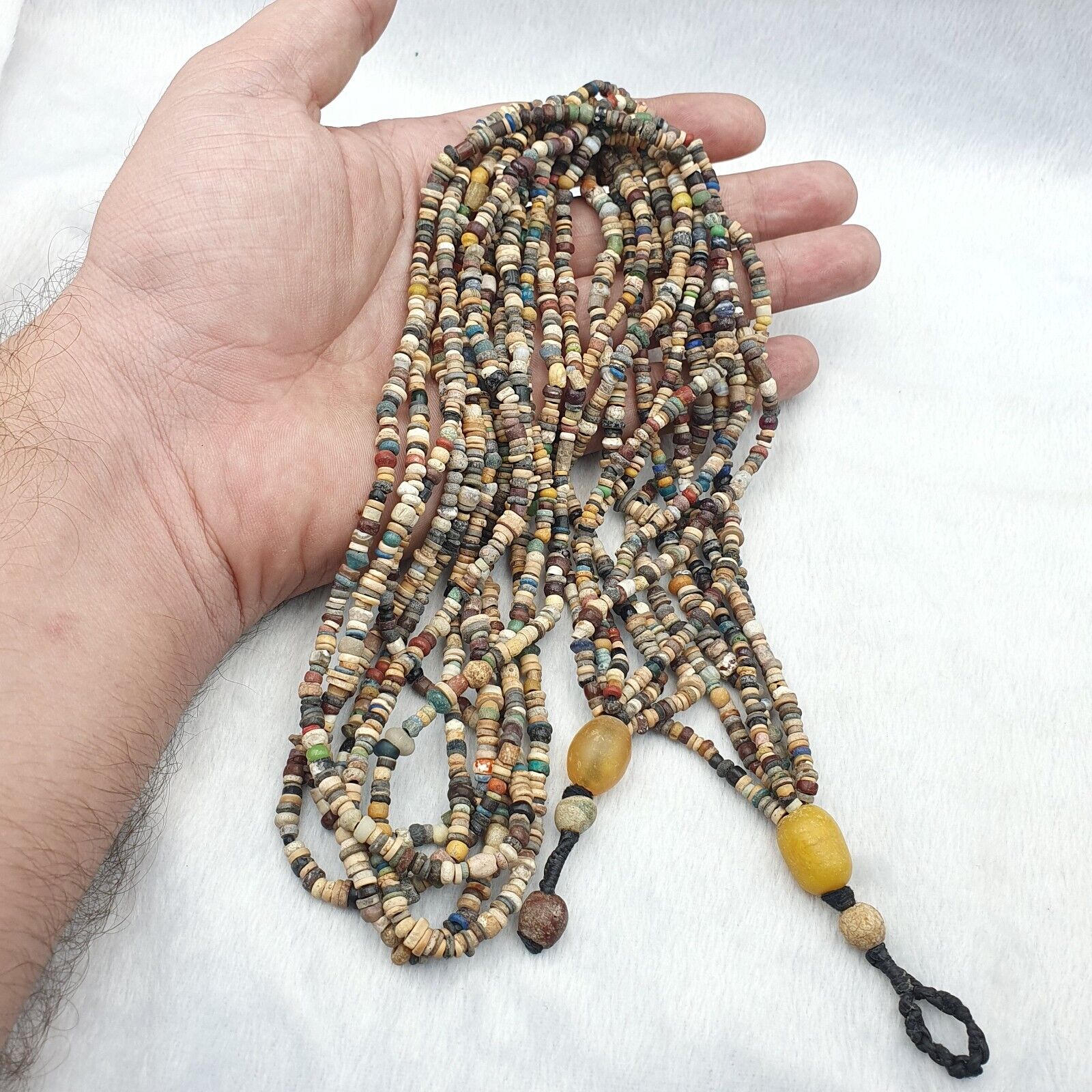 Authentic Ancient Islamic Roman Era Beads 6 Strands extra Long Necklace #NC 135