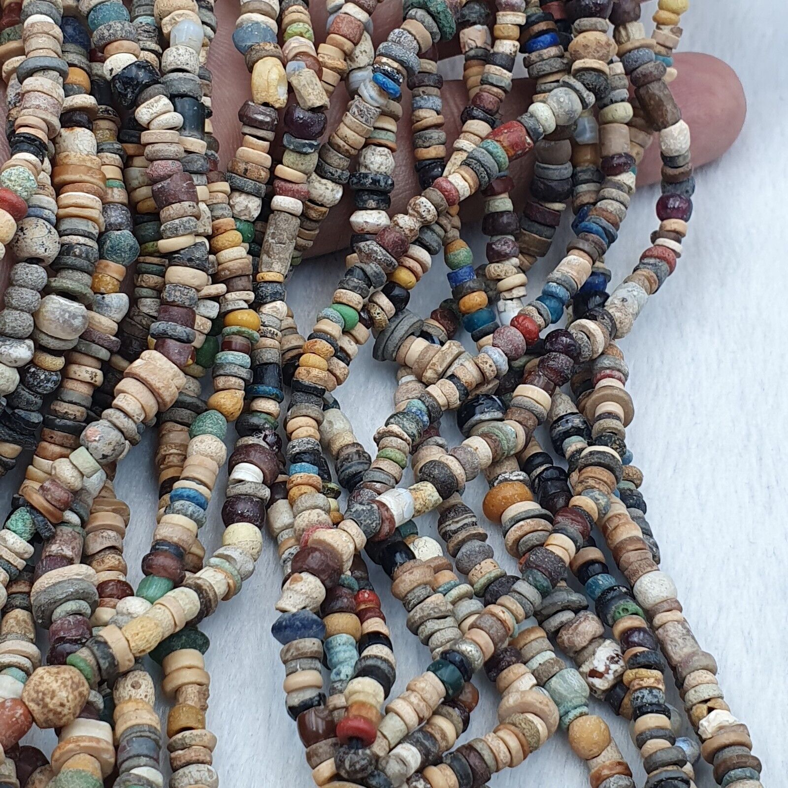 Authentic Ancient Islamic Roman Era Beads 6 Strands extra Long Necklace #NC 135