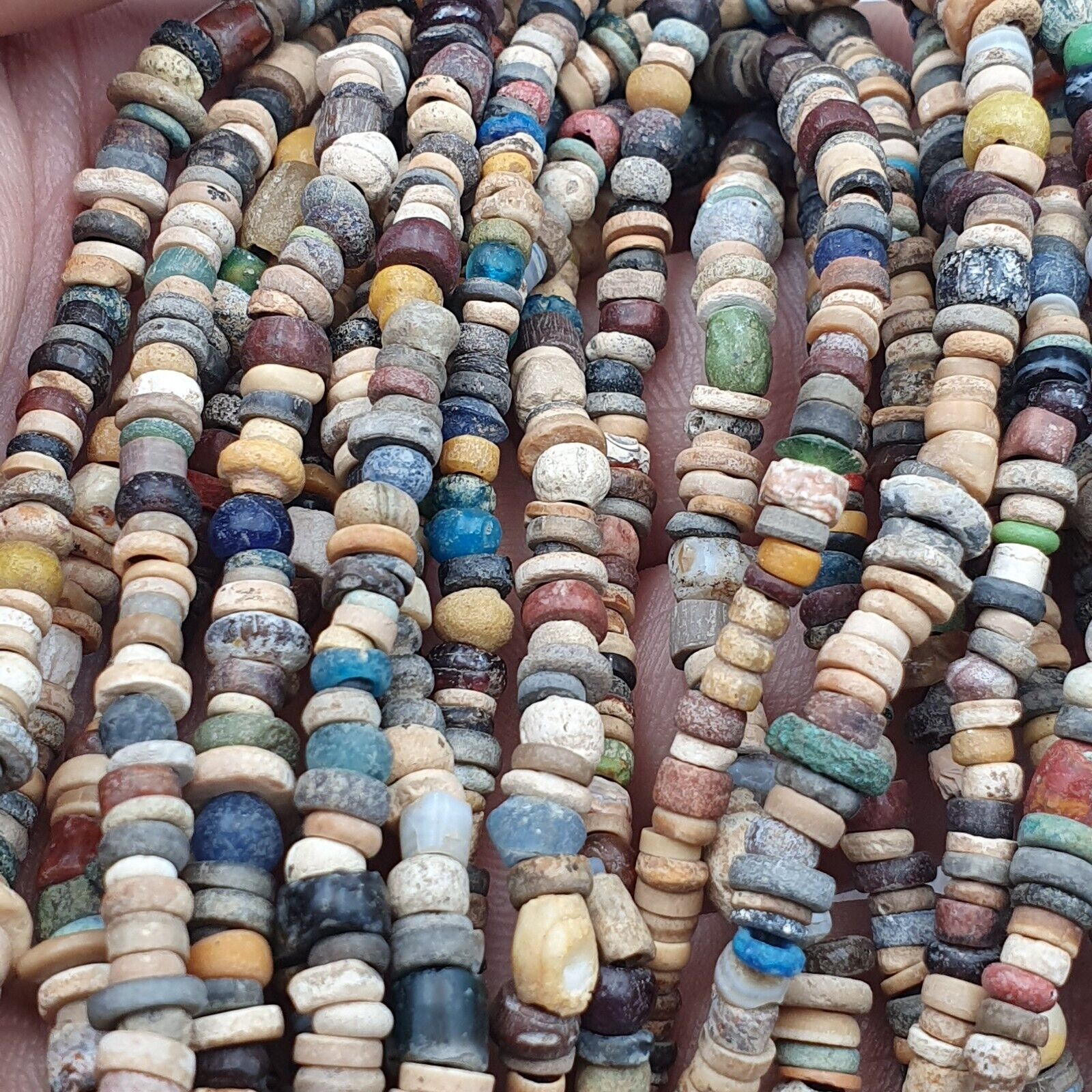 Authentic Ancient Islamic Roman Era Beads 6 Strands extra Long Necklace #NC 135