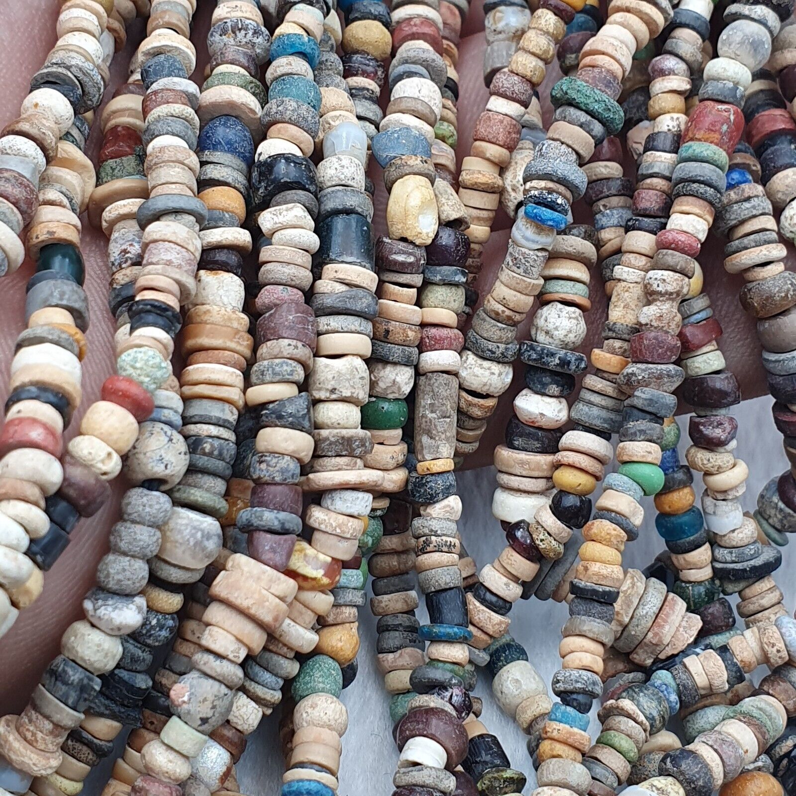 Authentic Ancient Islamic Roman Era Beads 6 Strands extra Long Necklace #NC 135