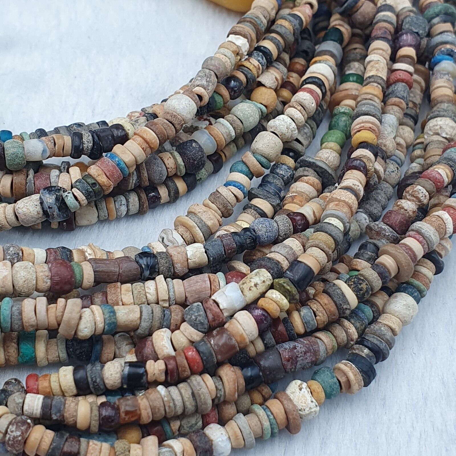 Authentic Ancient Islamic Roman Era Beads 6 Strands extra Long Necklace #NC 135